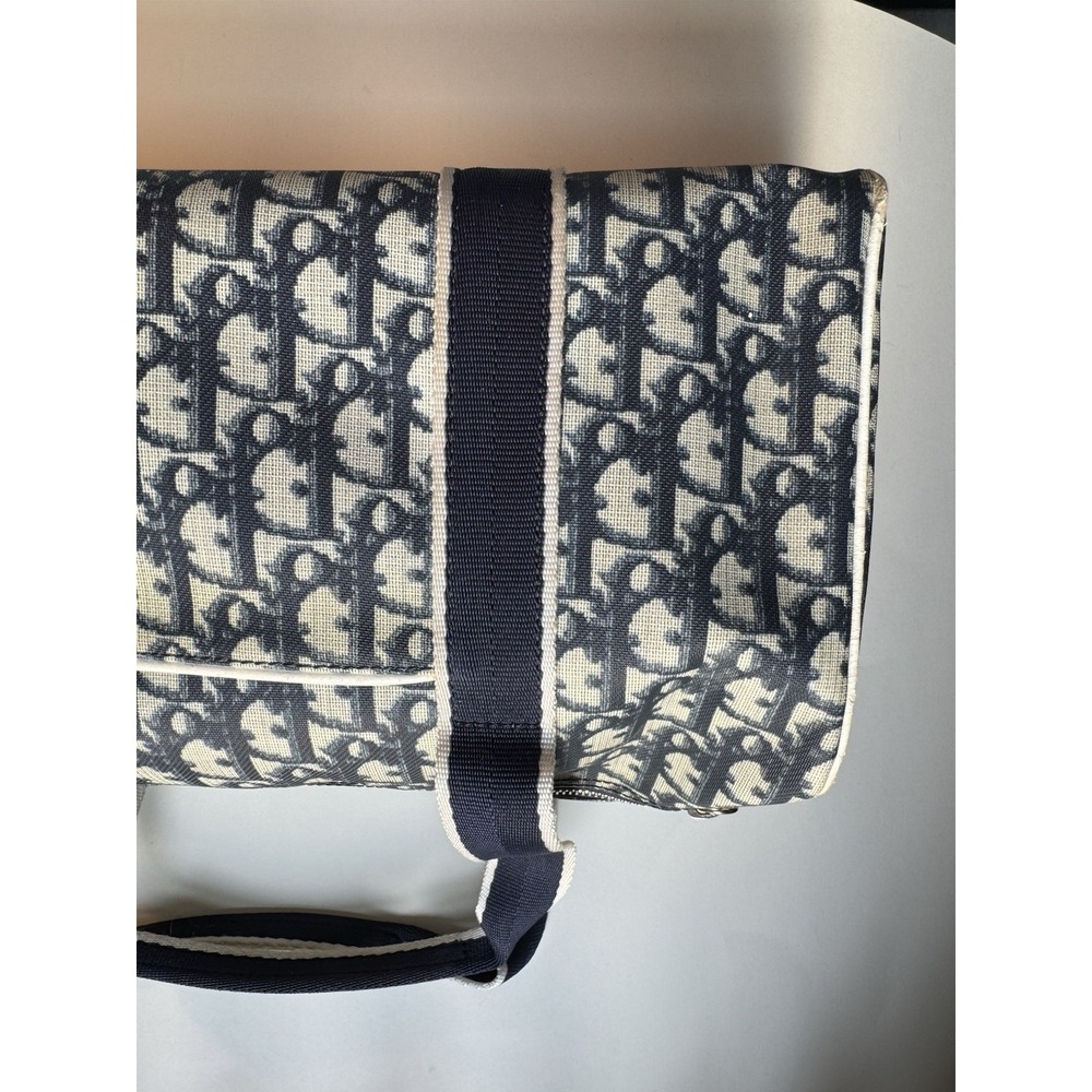 Christian Dior Trotter Bag Monogram Blue Canvas Leather Handbag - Picture 14 of 16